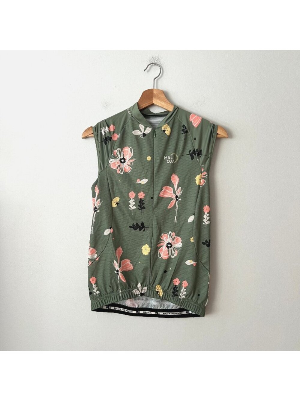 Maloja Green Floral Sleeveless Cycling Jersey Women's Size Medium